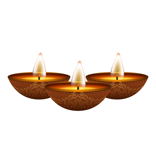 Diwali Decoration Floral Pattern Brown Diya Sticker
